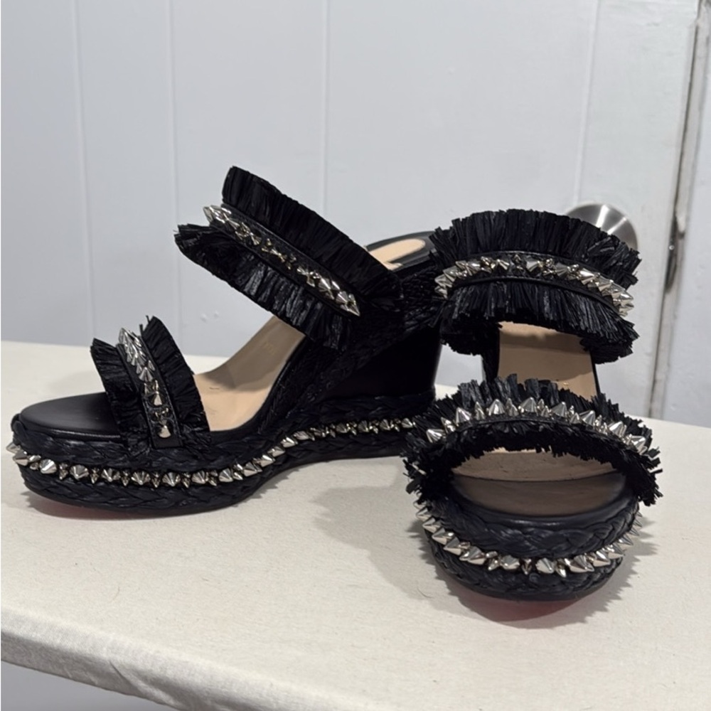 Christian Louboutin Black Fringe Sandals